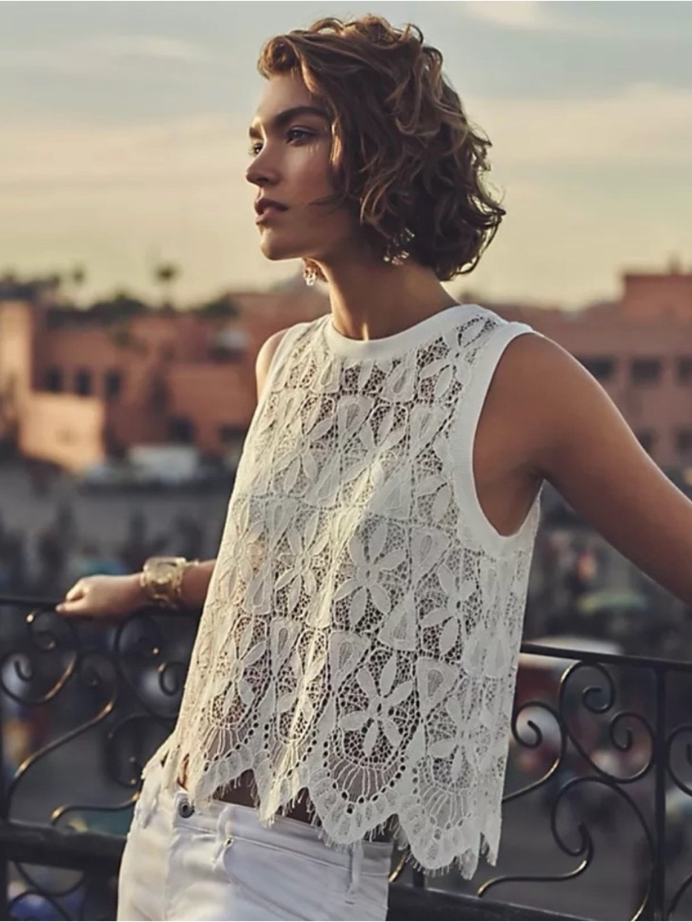 Deletta Anthropologie Sleeveless Lace Top NWT large